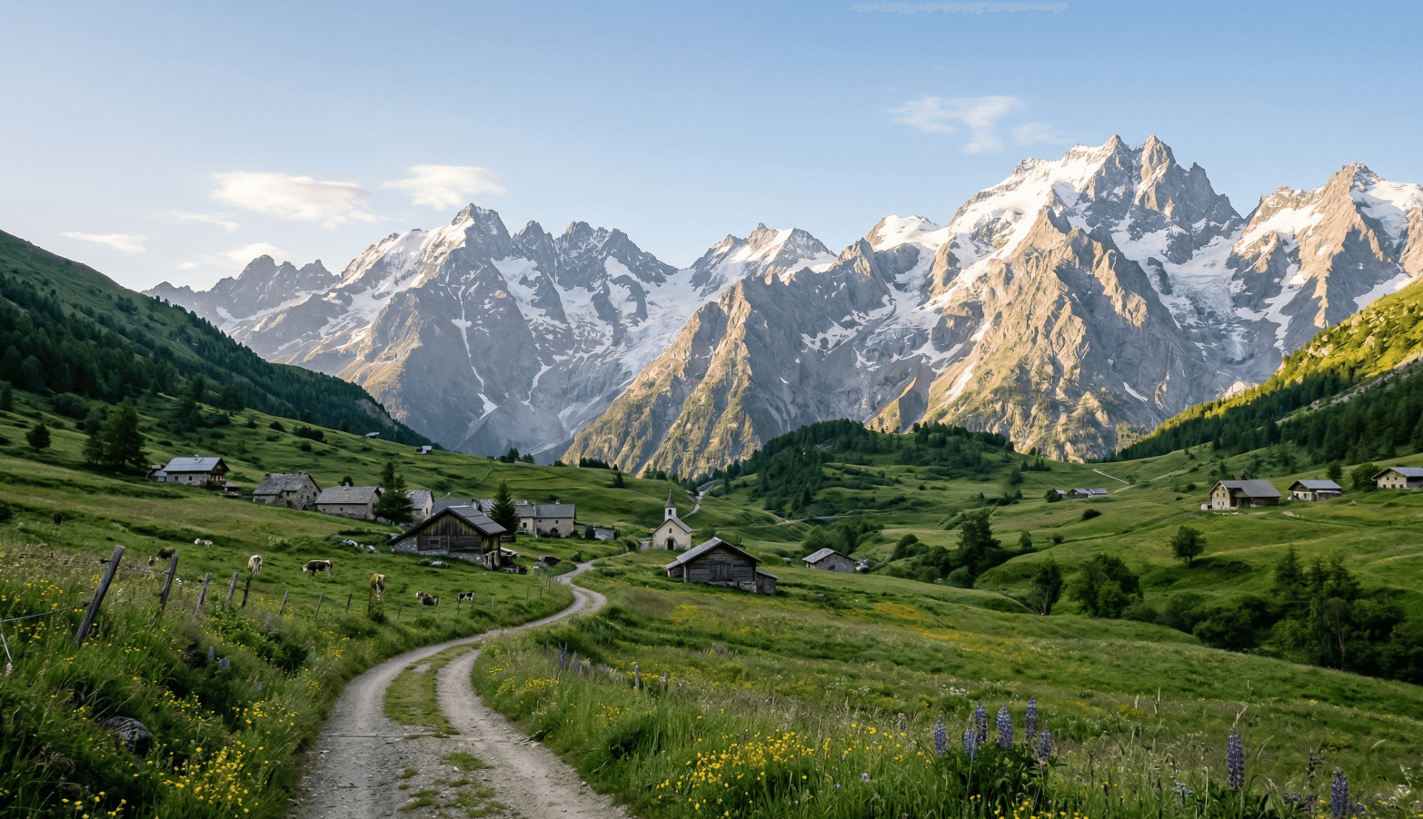 Paysage de montagne de Haute-Savoie vu à travers un portail